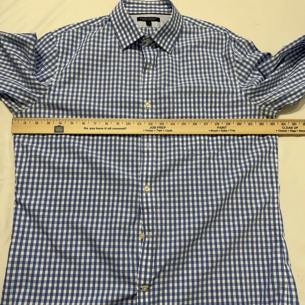 Banana Republic L Non Iron‎ Classic Fit Blue Gingham Dress Shirt